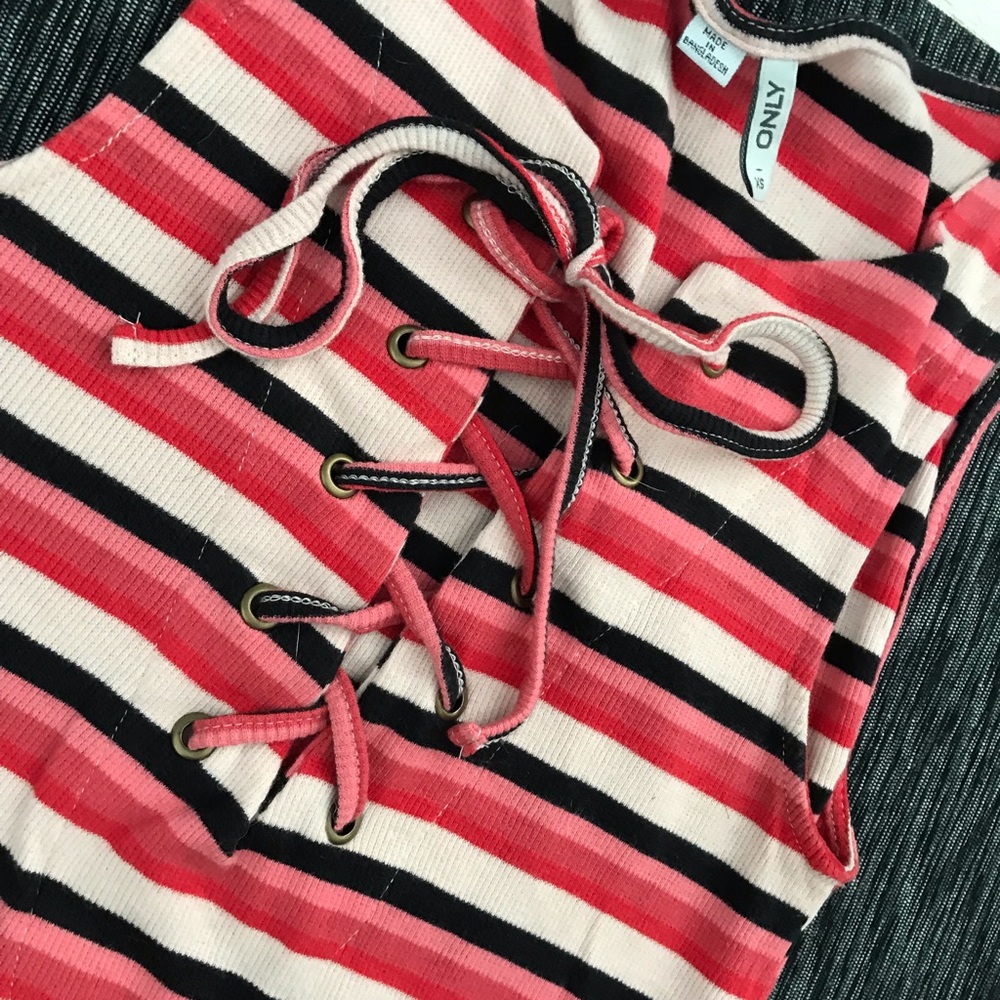Striped corset bodysuit